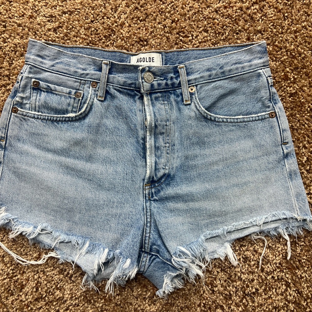 Agolde Parker Buttonfly Vintage Cutoff Cotton Denim Shorts Women's Size 25